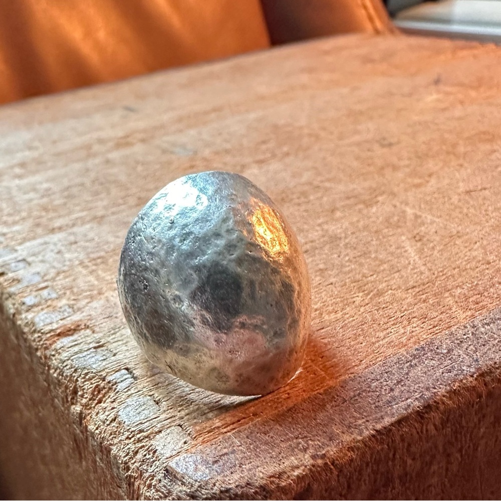 Silver textured hammered dome chunky statement ring brass boho minimal designer